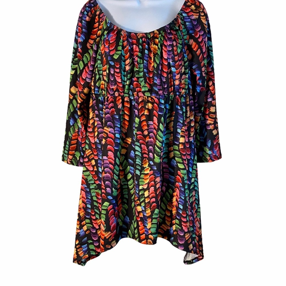 Slinky Brand Rainbow Print Tunic Sz M
